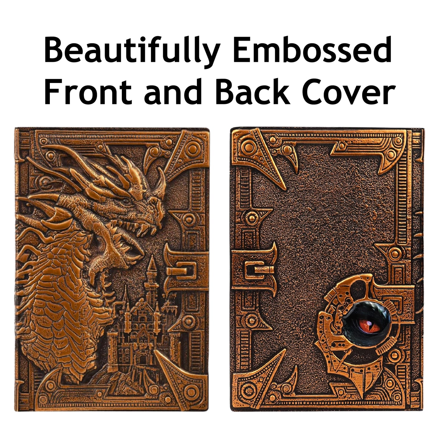 DND Notebook/Journal - 200 Pages with 3D Bronze Dragon including Pen & Pen Holder